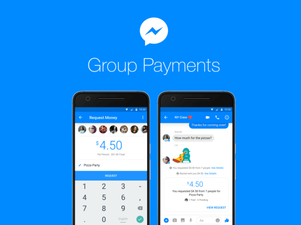 Facebook users can now send or receive money between groups of people on Messenger.