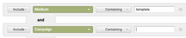 Use customized medium and campaign variables to filter the results of your reports.