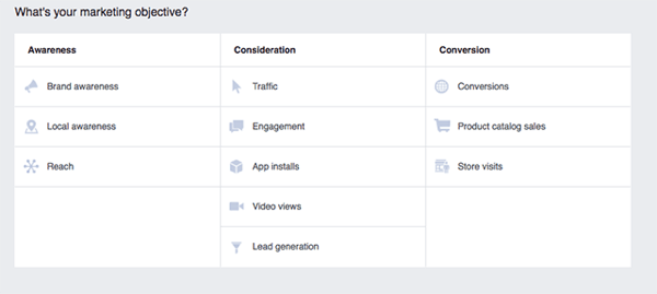 Select your marketing objective for your campaign.