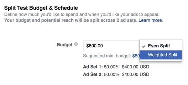 Select Weighted Split from the Even Split pop-up menu.