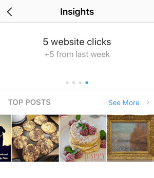 Go to the fourth screen of your insights to see website clicks.