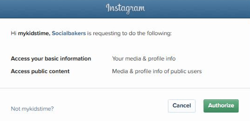 authorize socialbakers to access your instagram account information - export instagram following free