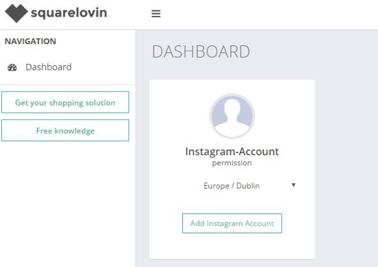 Add your Instagram account to your Squarelovin account.
