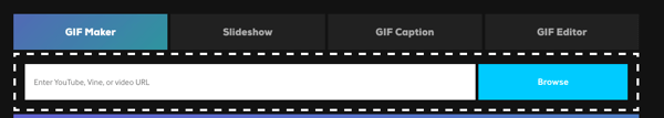 To create a GIF on Giphy, choose GIF Maker or Slideshow.