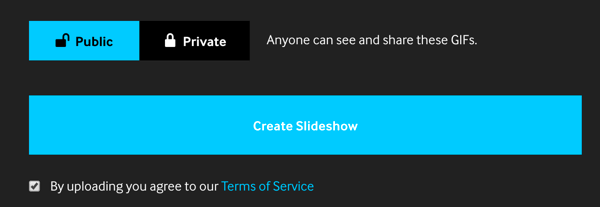 Click Create Slideshow to complete your GIF on Giphy.