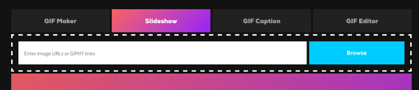 Klicken Sie auf die Option Diashow, um aus einer Reihe von Bildern ein GIF zu erstellen.