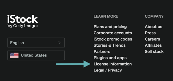 Look for a license information link in the footer of the stock art service.