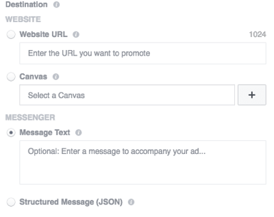 Message text will appear in Messenger along with your ad when users click the CTA button.