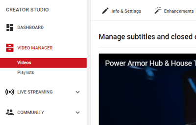 Select Videos > Video Manager in the left sidebar on YouTube.