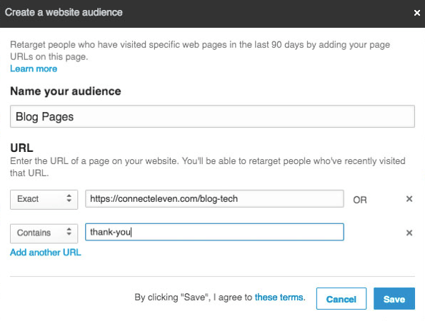 You can add multiple URLs to retarget with LinkedIn Matched Audiences.