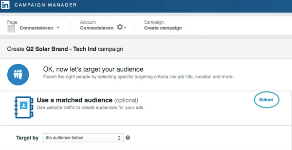 Click Select to use website traffic to create an audience.