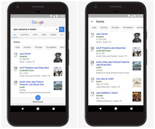 Google updated its app and mobile web experience to help web searchers more easily find things happening nearby, either now or in the future.