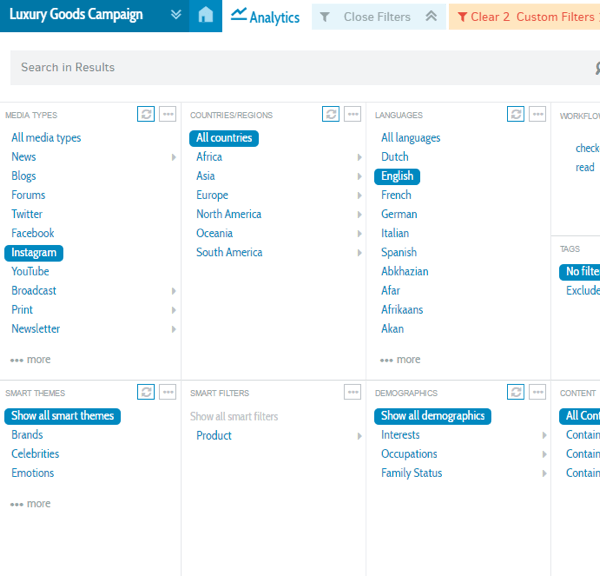 Filter your results in Talkwalker to zero in on a particular audience segment.