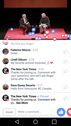 The New York Times gives viewers the experience of attending an event through a Facebook Live broadcast.