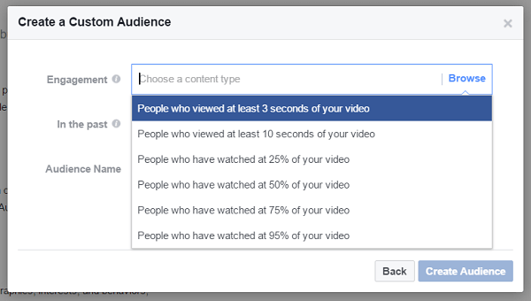 Create a custom audience of people who have watched at least three seconds of a previous video.