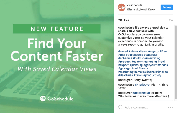 In the caption, point users to the blog post link in your Instagram bio.