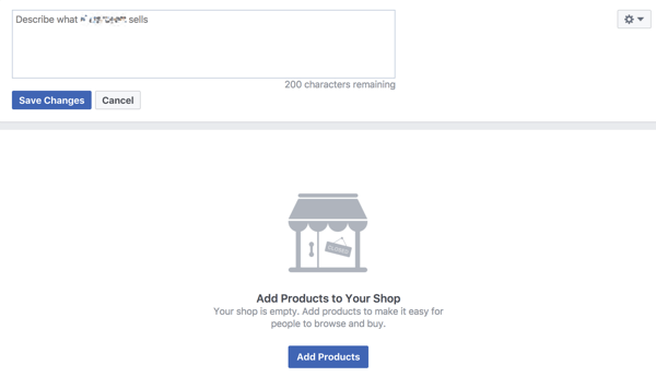 Describe your products on your Facebook storefront to help increase sales.