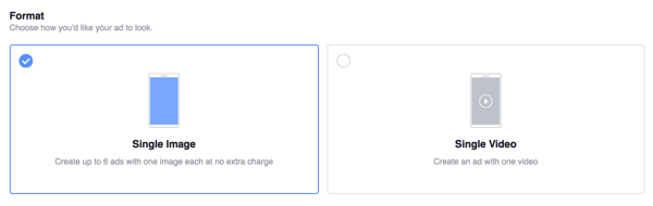 You can choose to have your story ad show a single image or a single video up to 15 seconds long.
