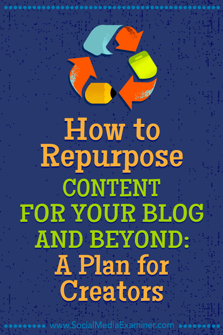 How to Repurpose Content for Your Blog and Beyond: A Plan for Creators by Colin Gray on Social Media Examiner.