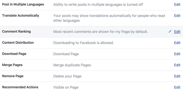 Use the General Settings area to manage control of your new Facebook business page.