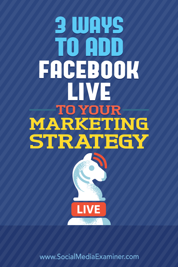 3 Ways to Add Facebook Live to Your Marketing Strategy by Matt Secrist on Social Media Examiner.