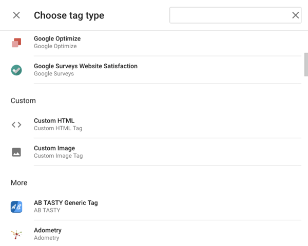 The large selection of tag types in Tag Manager make it easier to reduce the bottle-necks created between IT and marketing departments