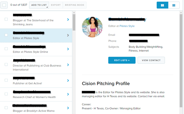 This is a sample profile from Cision.