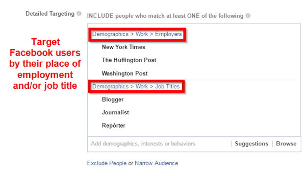 Target Facebook users by their employment information.