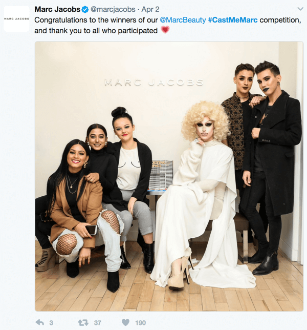 Marc Jacobs builds community through its #castmemarc campaign.