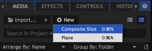 On the Media tab, click New and choose Composite Shot.