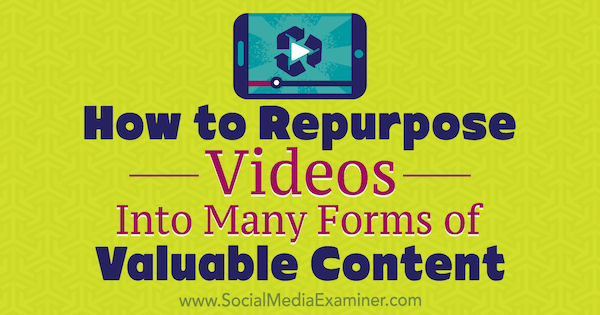 How to Repurpose Videos Into Many Forms of Valuable Content by Ann Smarty on Social Media Examiner.