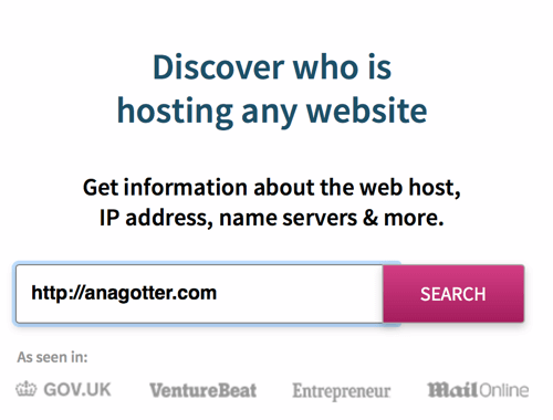 WhoIsHostingThis identifies a site's hosting provider in seconds.