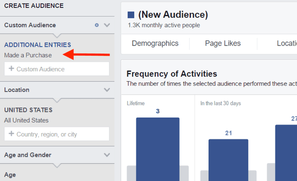 In Audience Insights, select the custom audience you want to analyze.