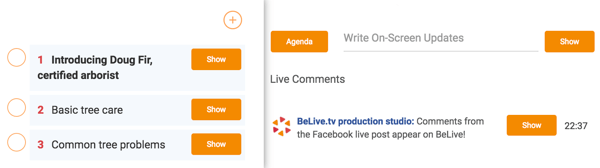 Create an agenda to keep your interview on track and display key interview topics on-screen.