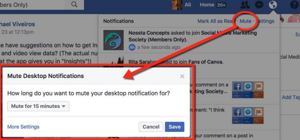 Facebook made it simpler to mute desktop notification with a new.