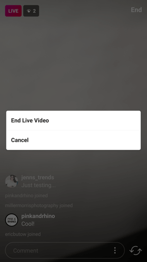 End your live video by confirming the End Live Video option.