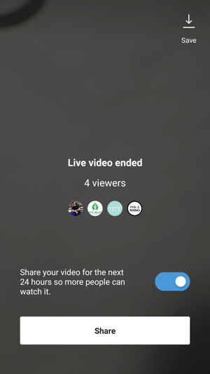 Easily share your live video as a replay to your stories.