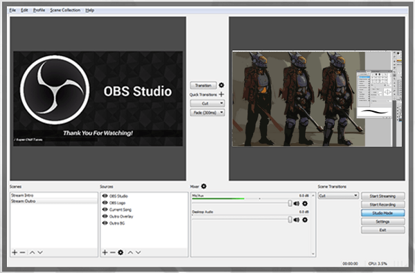 OBS Studios is a good, free live broadcasting option.