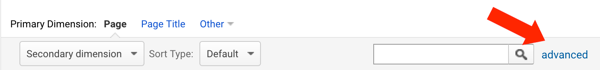 Under All Pages in Google Analytics, click Advanced to create a new filter.