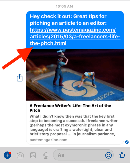 When a user shares a URL by copying and pasting it into a messaging app, there are no campaign indicators at the end of the URL.