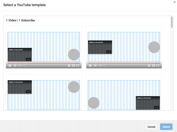 Choose one of the YouTube end screen templates.