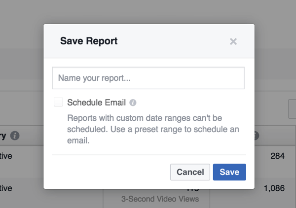 The Ads Reporting tool lets you save a report for future reference.