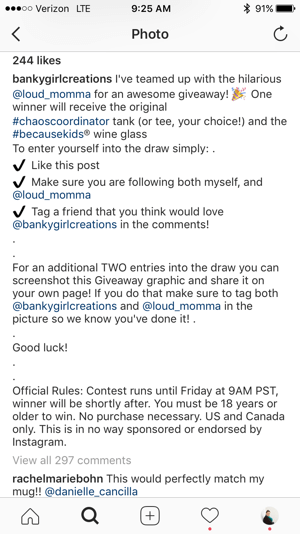 Make sure your Instagram contest rules explicitly state that Instagram doesn't sponsor or endorse your contest.