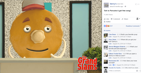 Dennys Facebook Live Q & A mit einem Pfannkuchen war reines Markengold.