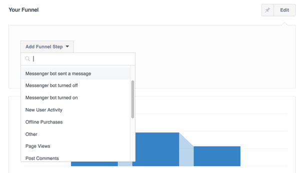 Add steps to your funnel in Facebook Analytics.