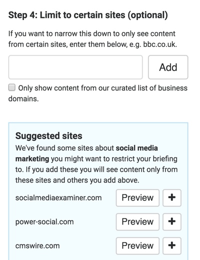 You can exclude certain words or sites from your briefing.