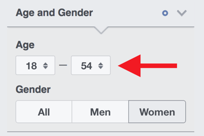 Change the age range to match the predominant ages of your target audience.