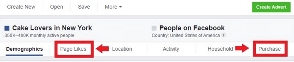 Analyze the Page Likes and Purchase tabs to identify niche interests.
