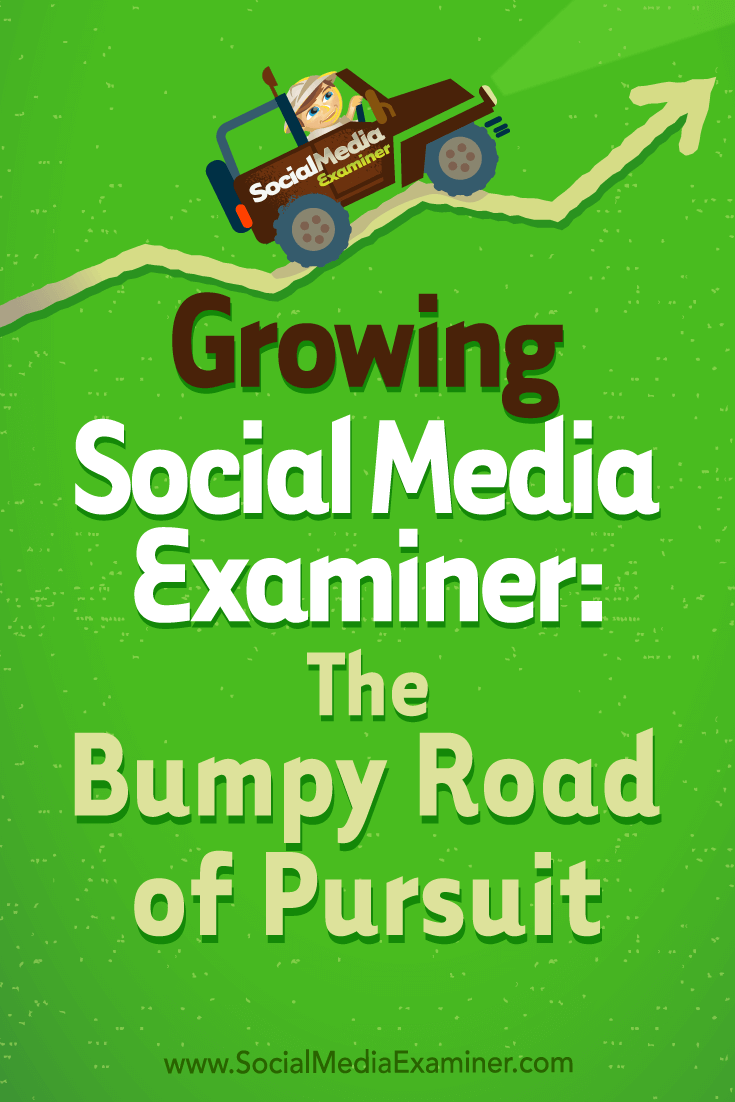 Growing Social Media Examiner: The Bumpy Road of Pursuit featuring Michael Stelzner and Mark Mason on Social Media Examiner.