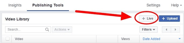 Click + Live to schedule your live video.